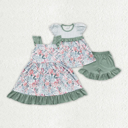 Green Floral Dress/Short Set