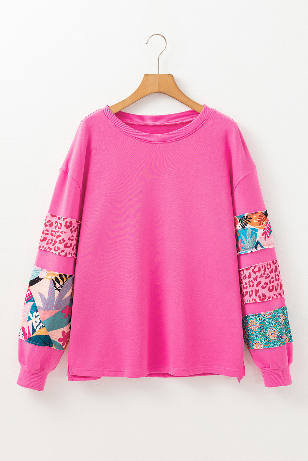 Pink Mixed Print Patch Top