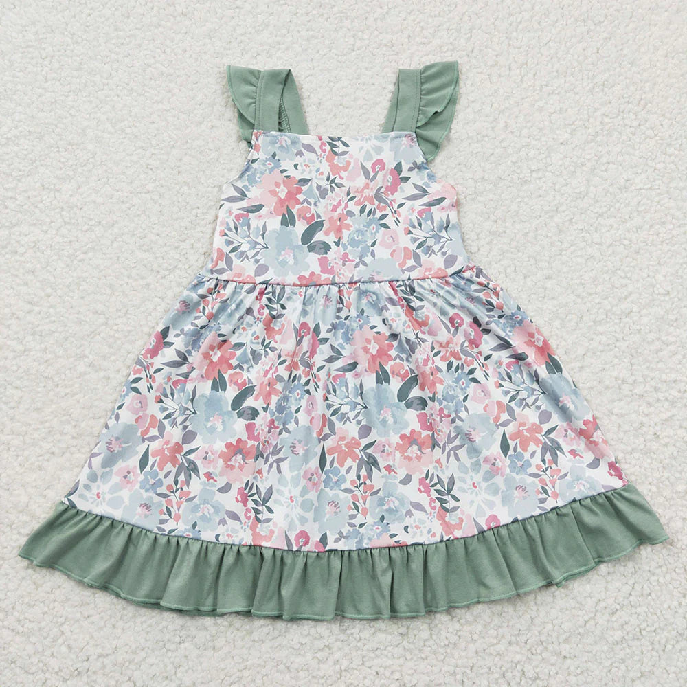 Green Floral Dress/Short Set