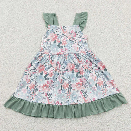 Green Floral Dress/Short Set