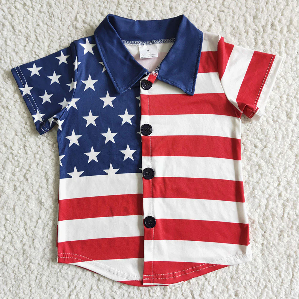 4th of July Button Up Flag Shirt