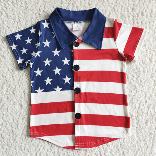 4th of July Button Up Flag Shirt
