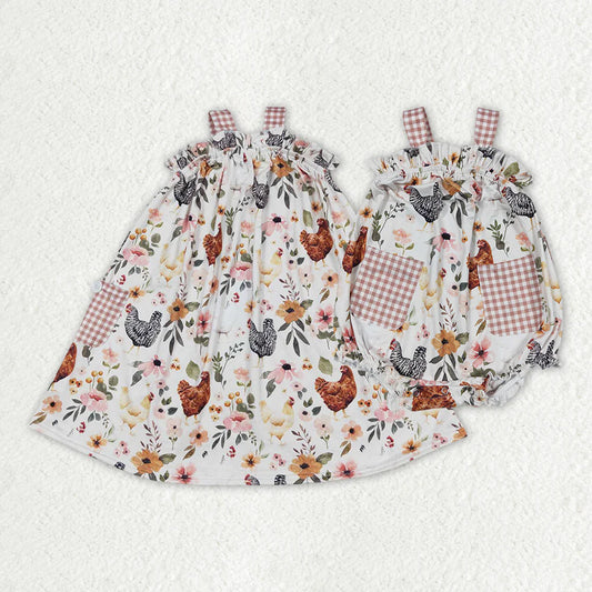 Floral Chicken Dress/Romper