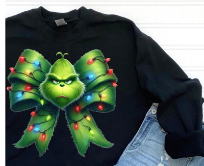 Grumpy Grinch Bow Sweatshirt