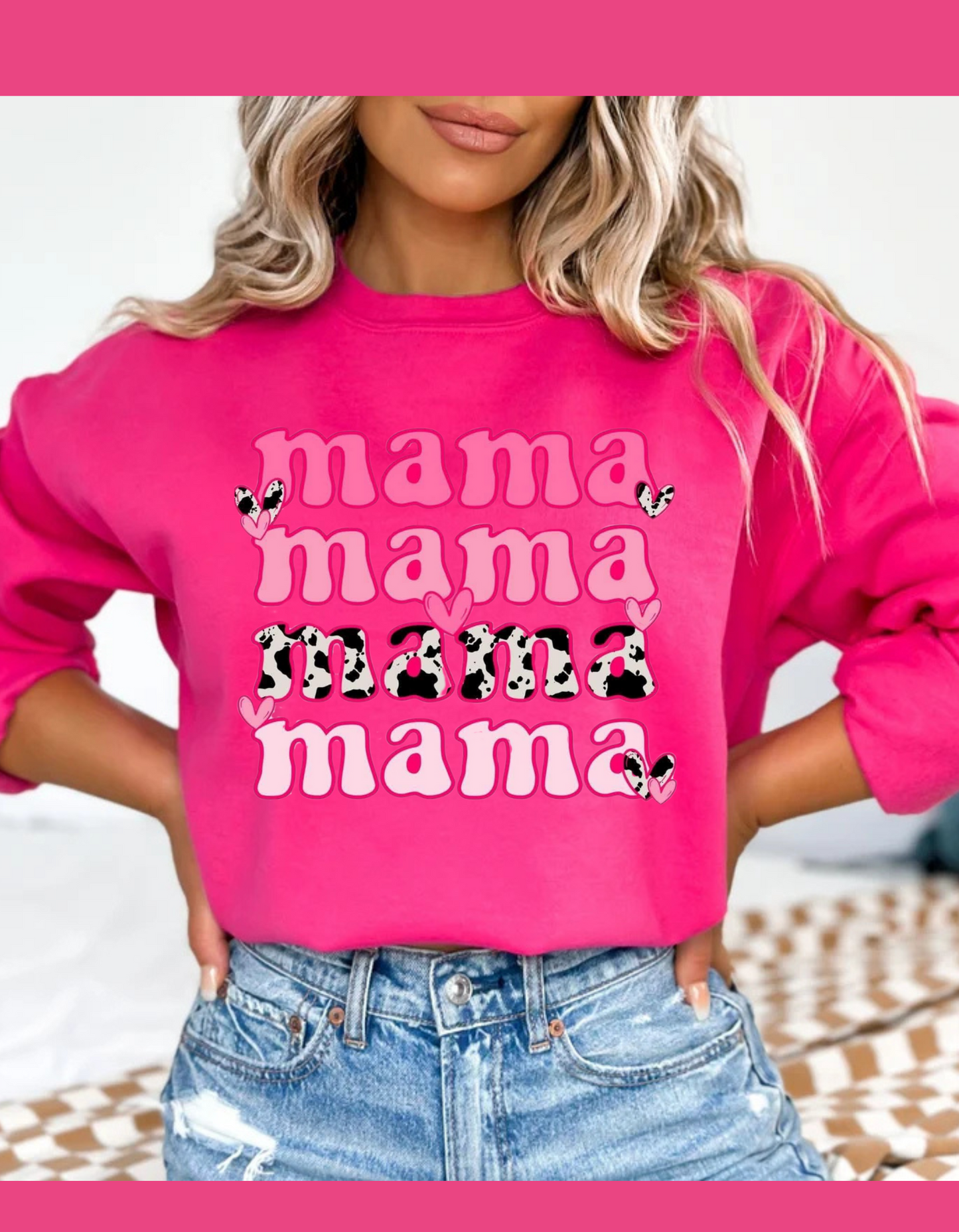 Mama Cow Print Crew