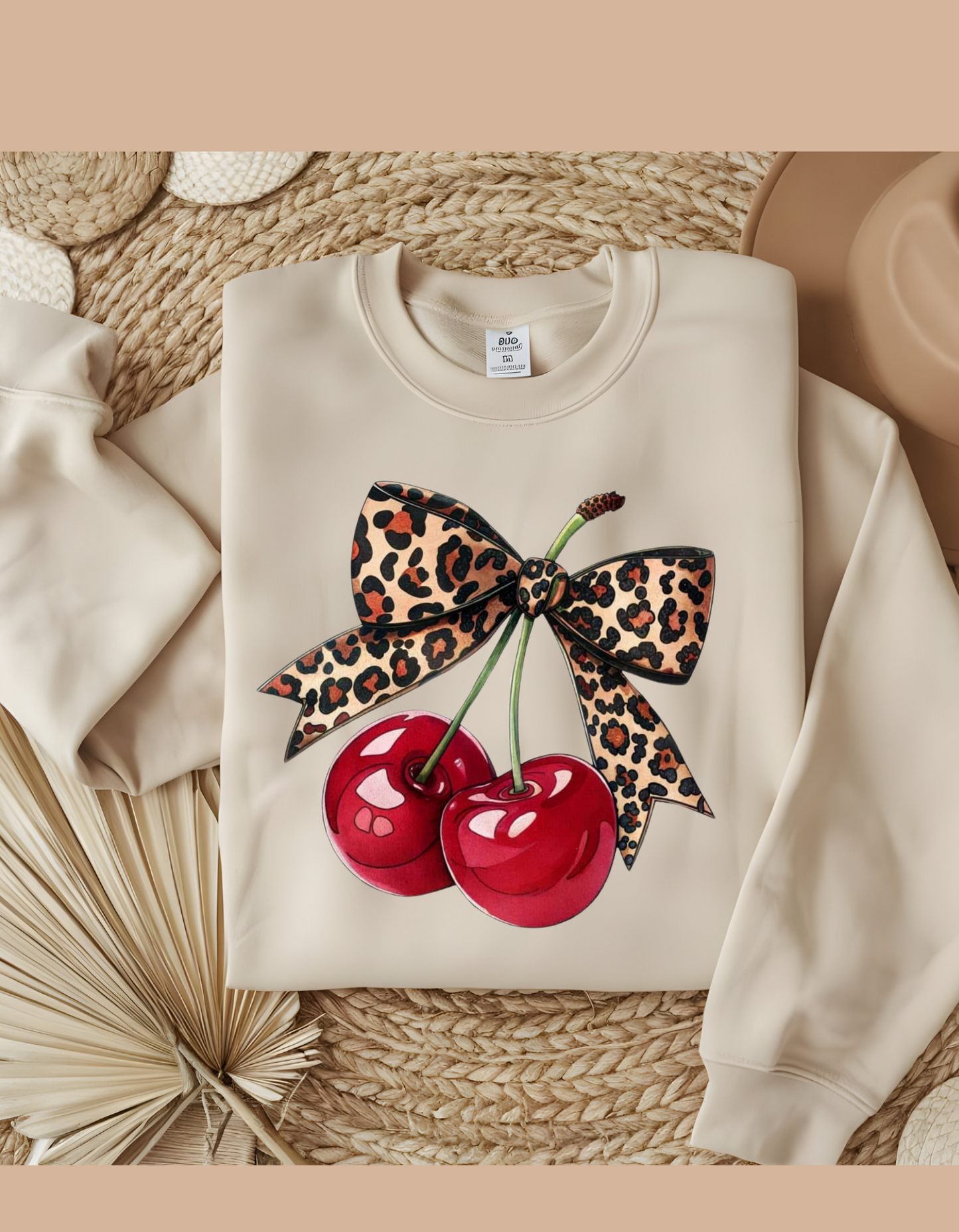 Leopard Cherry Bow Crew