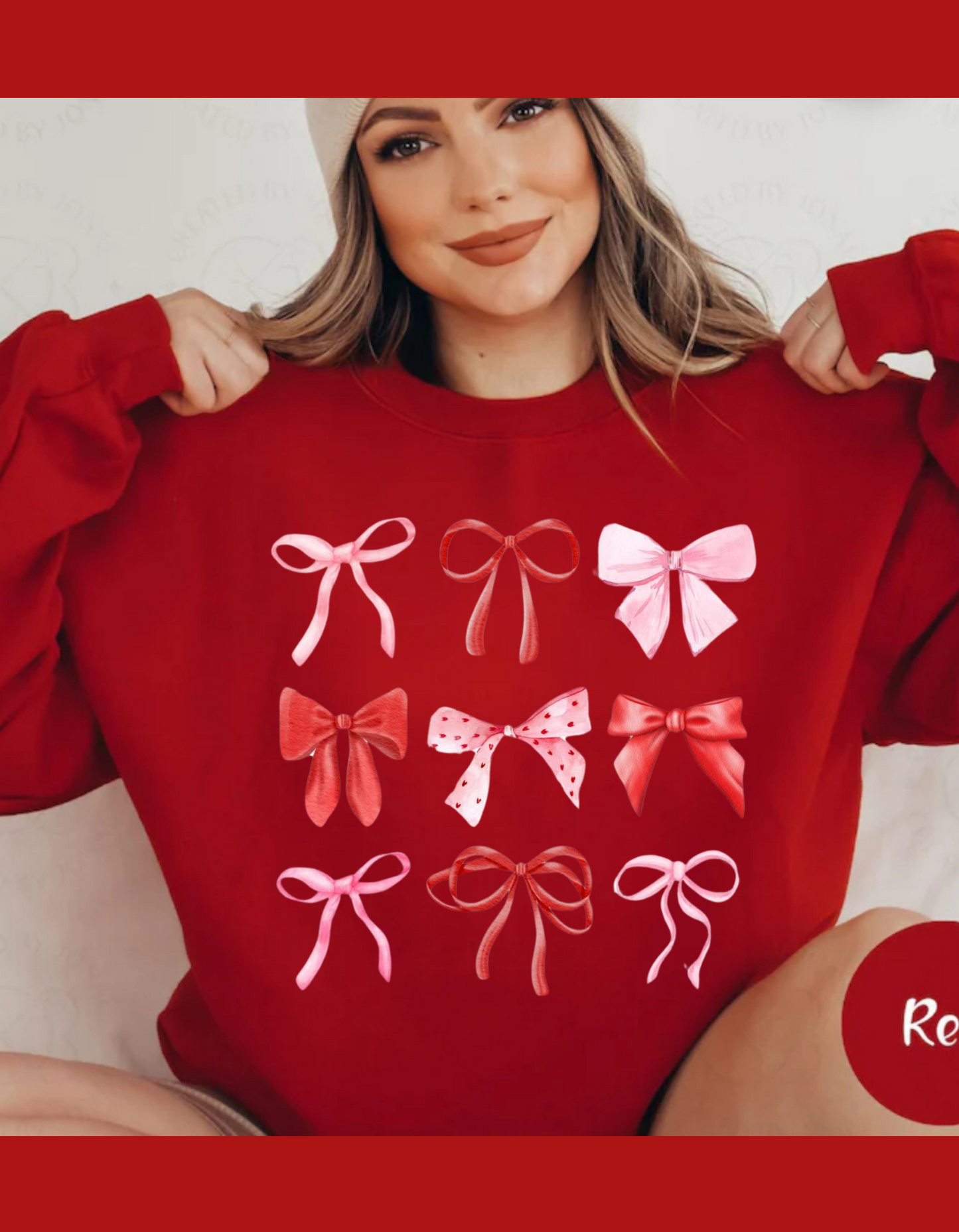 Collage Red & Pink Bows Crew