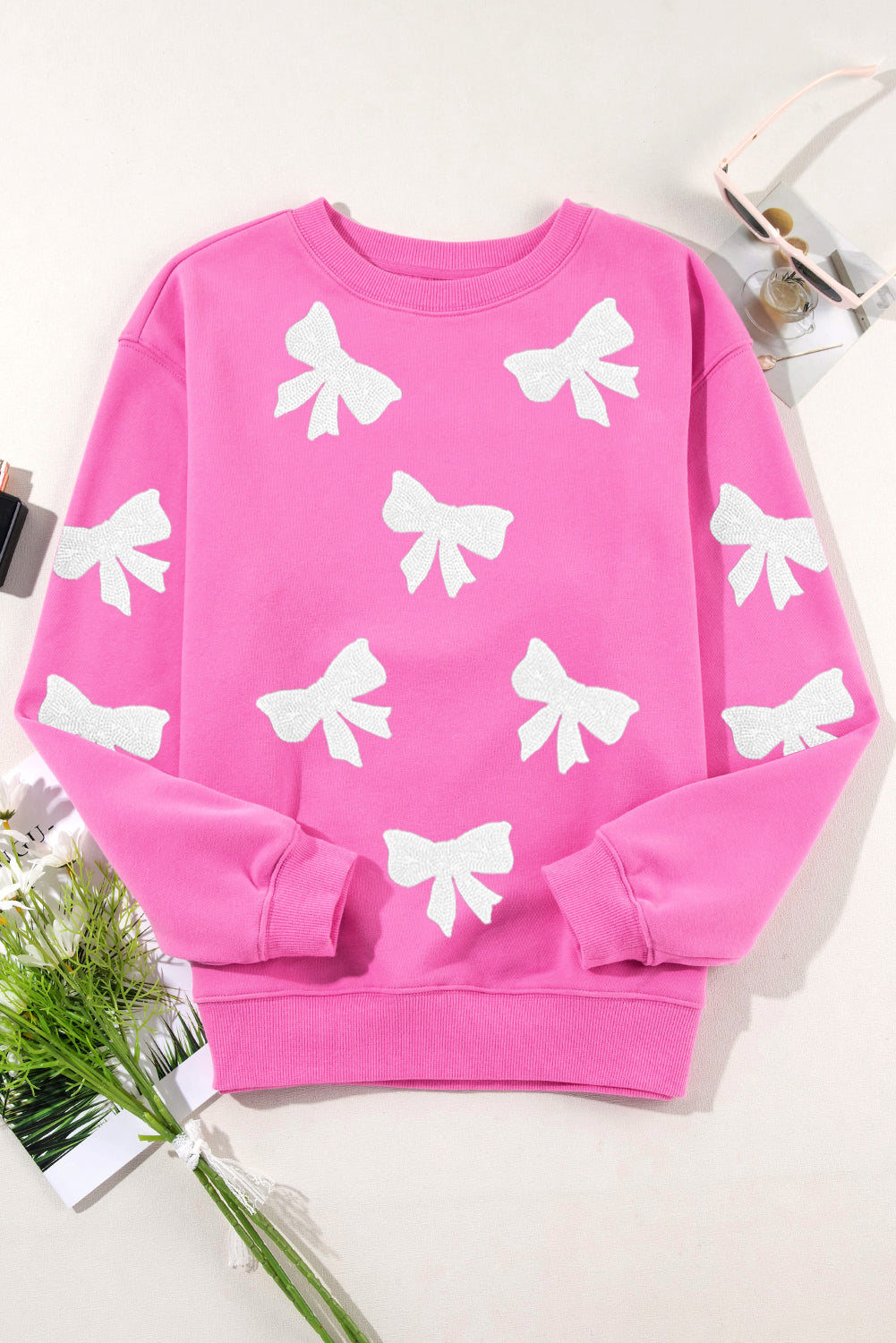 Bonbon Sequin Bow Sweatshirt